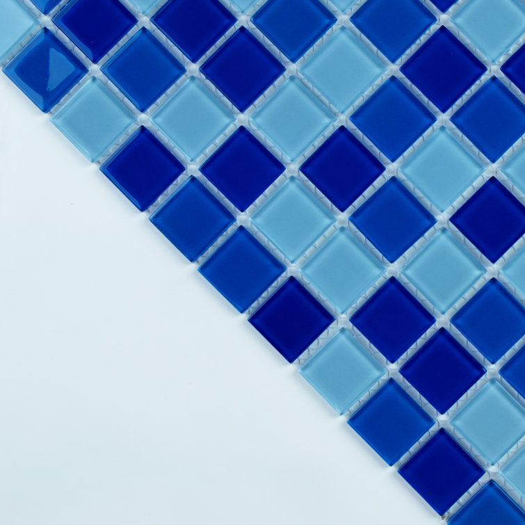 Caribbean Blue 12" x 12" Polished Glass Mosaic Wall Tile