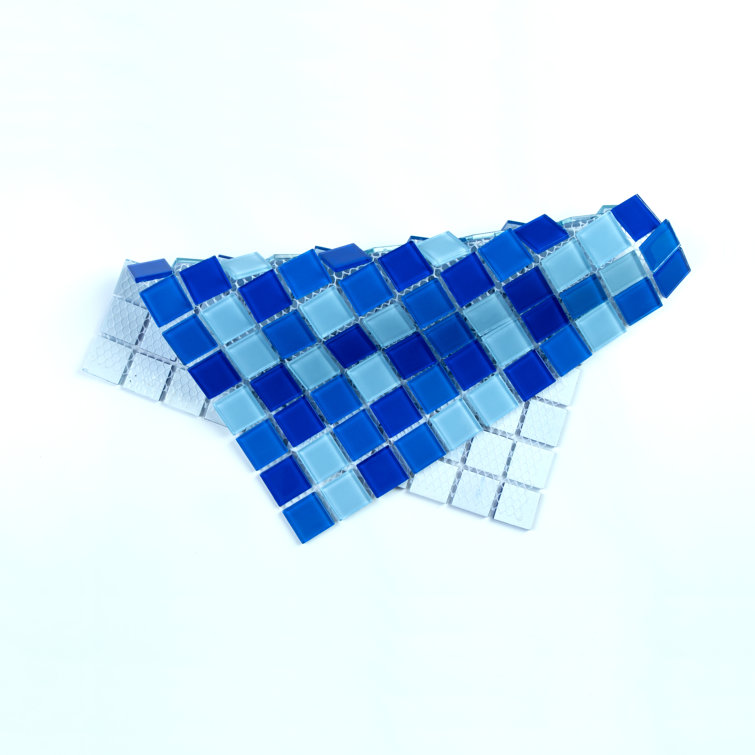 Caribbean Blue 12" x 12" Polished Glass Mosaic Wall Tile