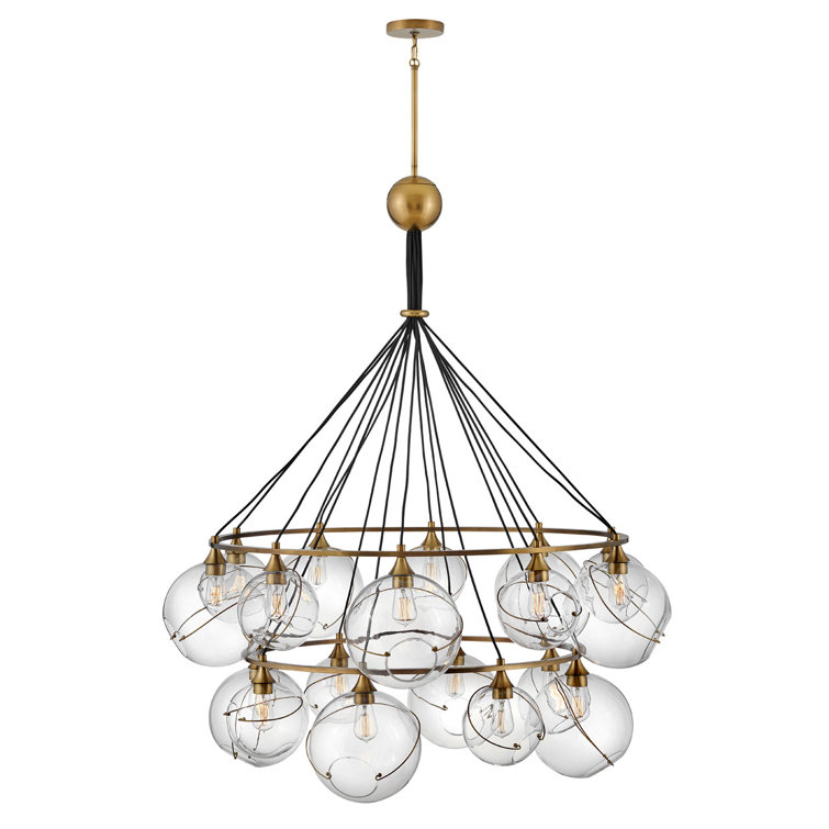 Heritage Brass Skye 18-Light Tiered Glass Globe Chandelier