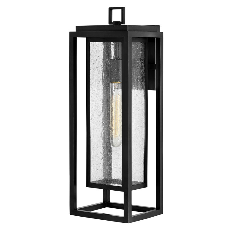 Seaside Lodge Black Outdoor Wall Lantern with Clear Seedy Glass
