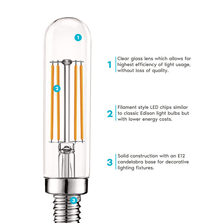 Vintage E12 5W Dimmable LED Tube Bulb in Warm White