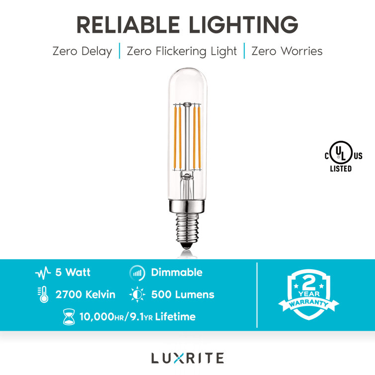 Vintage E12 5W Dimmable LED Tube Bulb in Warm White