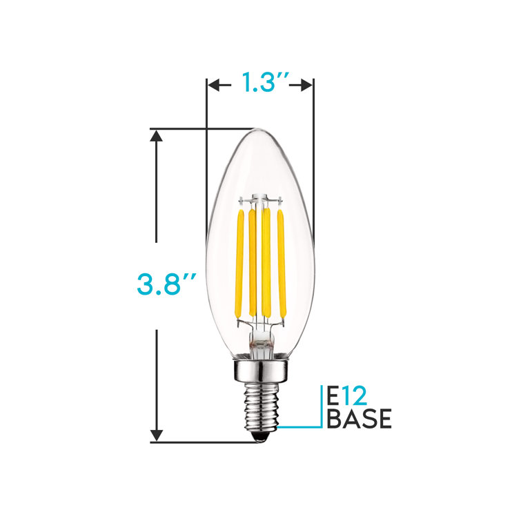 Clear Dimmable LED Candelabra Bulbs with E12 Base, 6-Pack