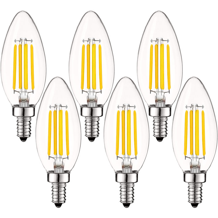 Clear Dimmable LED Candelabra Bulbs with E12 Base, 6-Pack