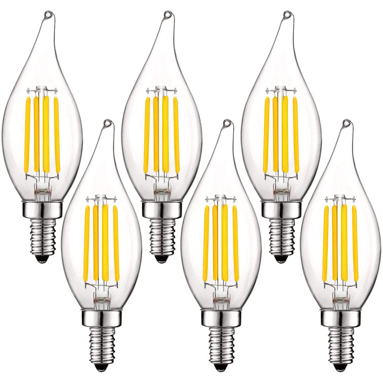 Clear Glass LED Dimmable Vintage Candelabra Light Bulbs