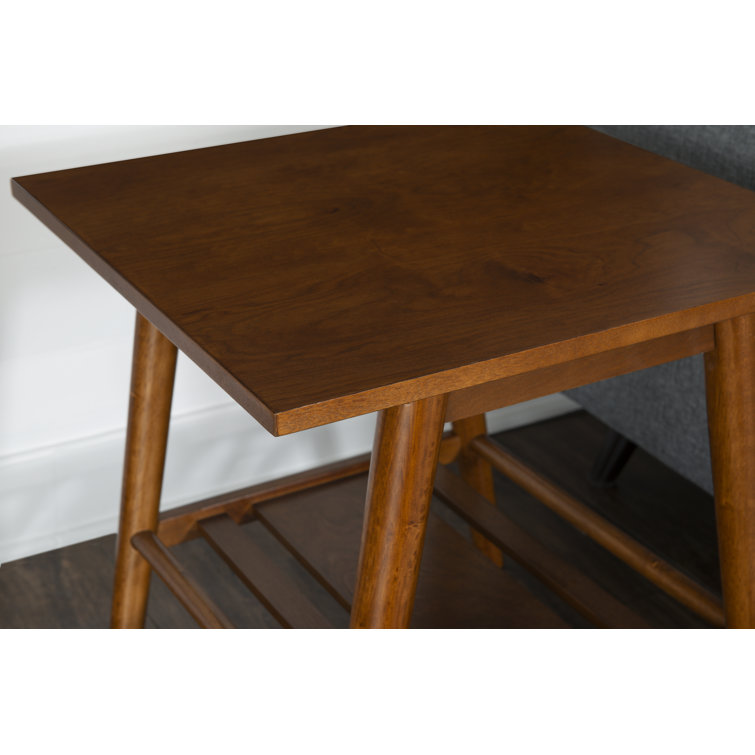 Brock 25'' Medium Yellow Brown Square Wood End Table with Shelf