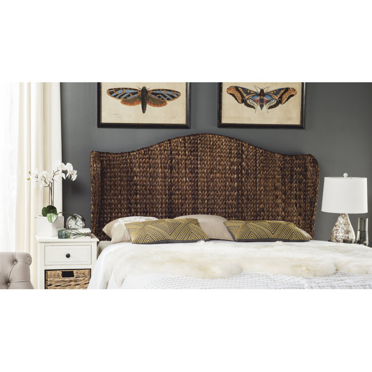 Nadine Transitional Winged Banana Leaf Fiber Twin Headboard in Rich Brown