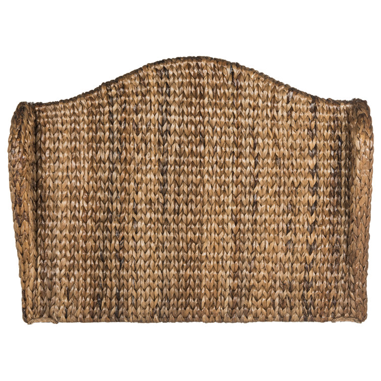 Nadine Transitional Winged Banana Leaf Fiber Twin Headboard in Rich Brown