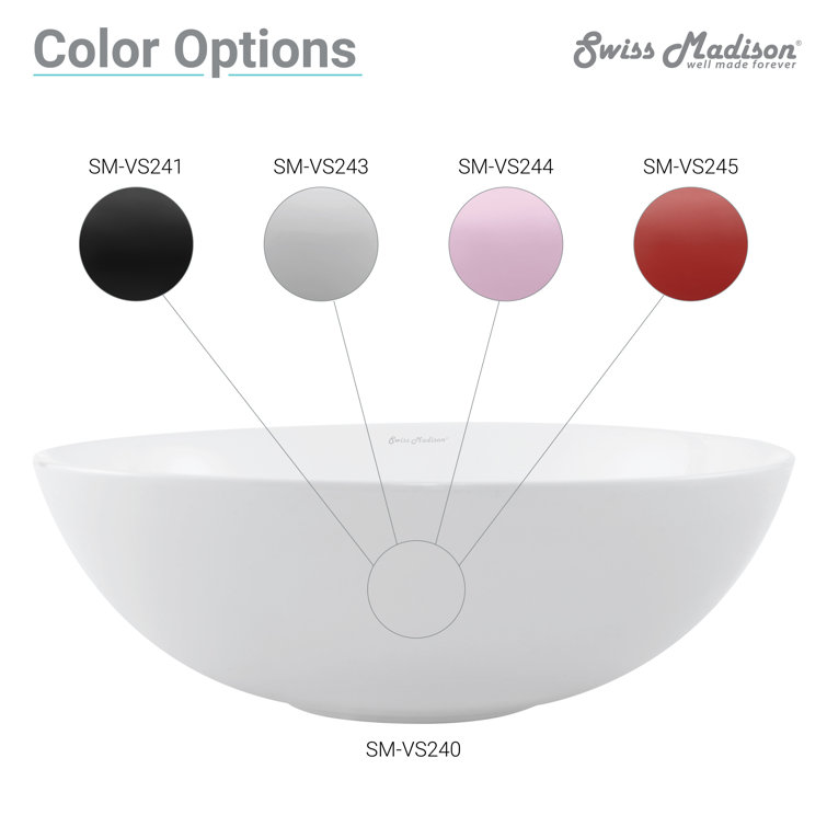 Matte Black Ceramic 15.3" Round Above-Counter Sink