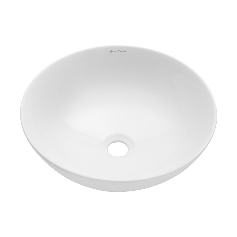 Minimalist White Ceramic Above-Counter Vessel Sink