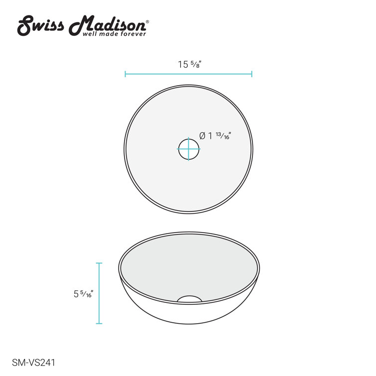 Matte Black Ceramic 15.3" Round Above-Counter Sink
