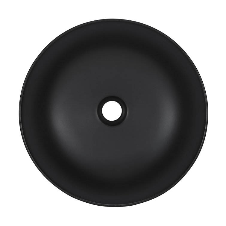 Matte Black Ceramic 15.3" Round Above-Counter Sink
