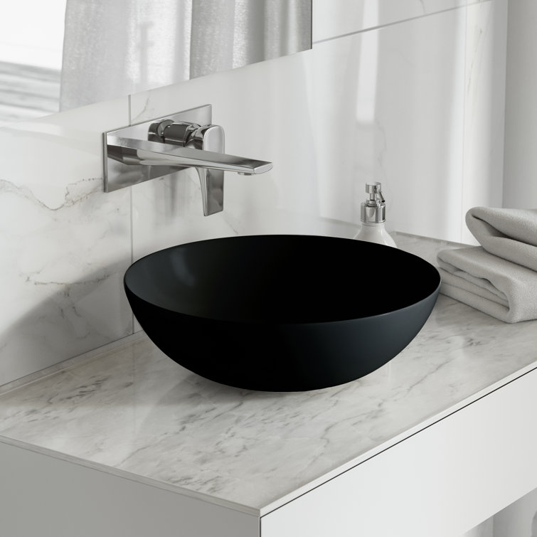 Matte Black Ceramic 15.3" Round Above-Counter Sink