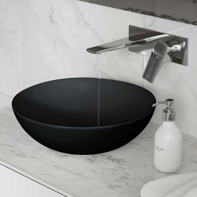 Matte Black Ceramic 15.3" Round Above-Counter Sink