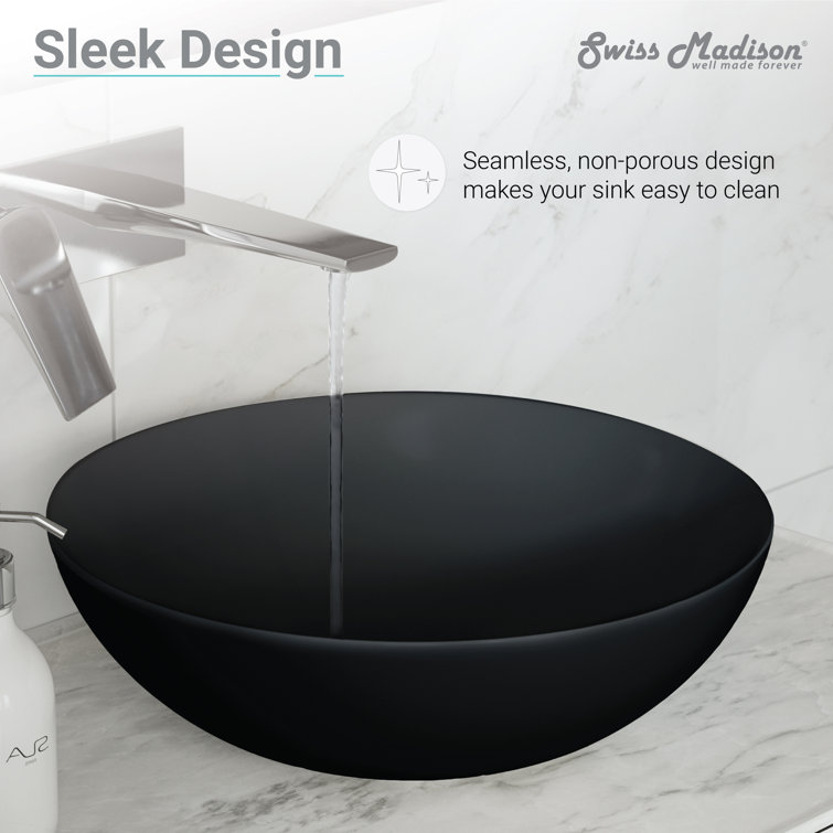 Matte Black Ceramic 15.3" Round Above-Counter Sink