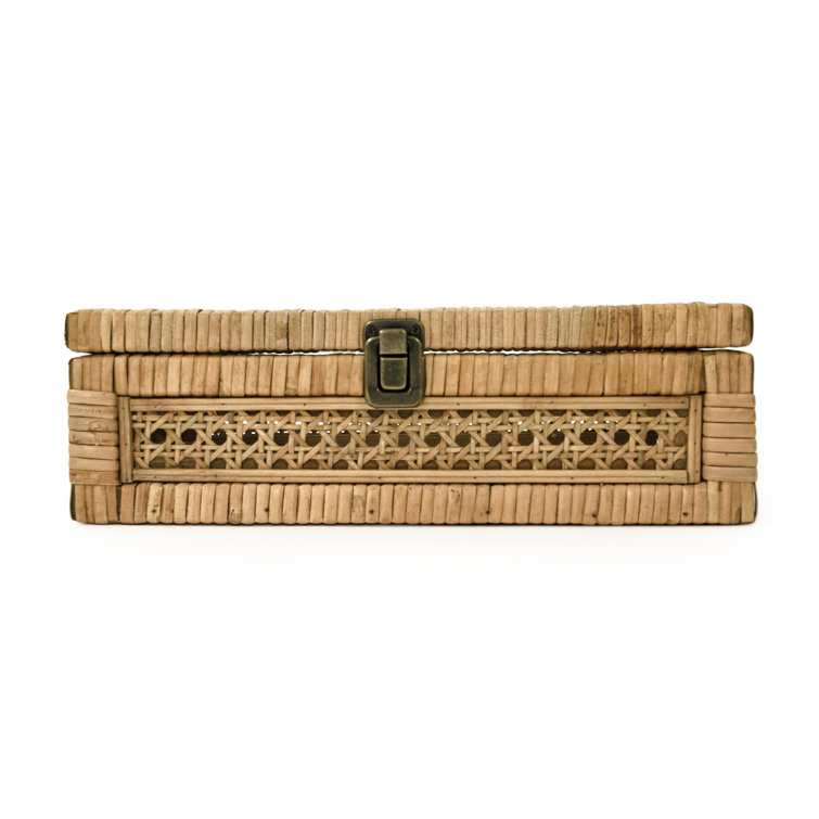 Natural Rattan and Metal Small Storage Bin