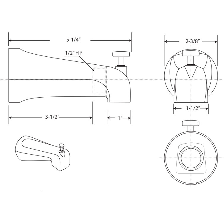 Matte Black Zinc and Brass Deck Mount Tub Spout