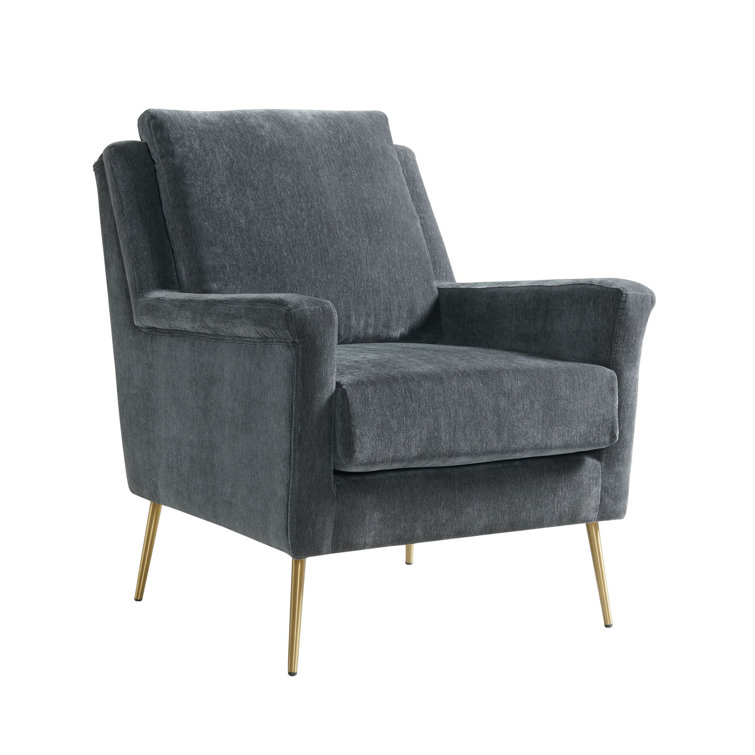 Luxurious Mid-Century Blush Accent Chair with Gold Legs