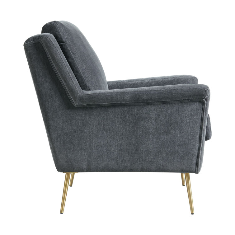 Luxurious Mid-Century Blush Accent Chair with Gold Legs