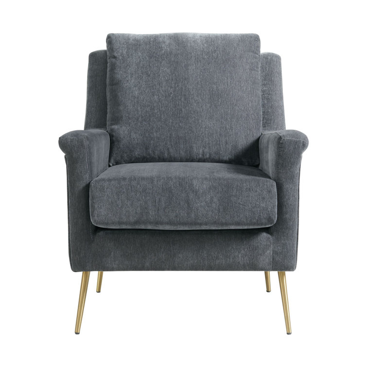 Luxurious Mid-Century Blush Accent Chair with Gold Legs