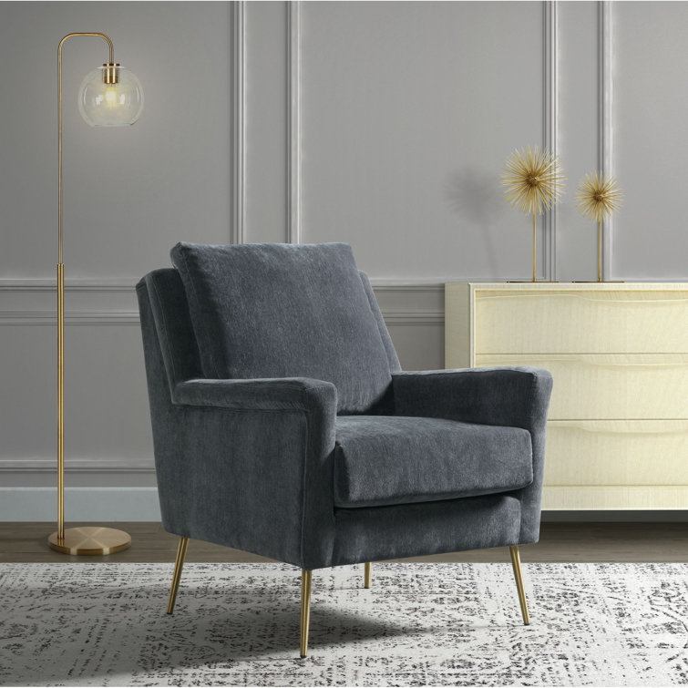Luxurious Mid-Century Blush Accent Chair with Gold Legs