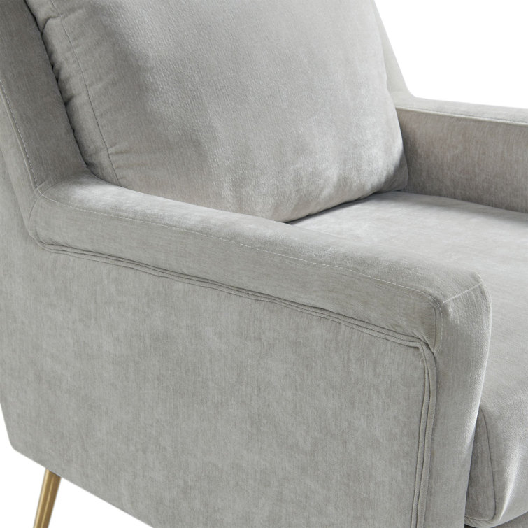 Mid-Century Modern Gray Wood Accent Chair with Gold Legs