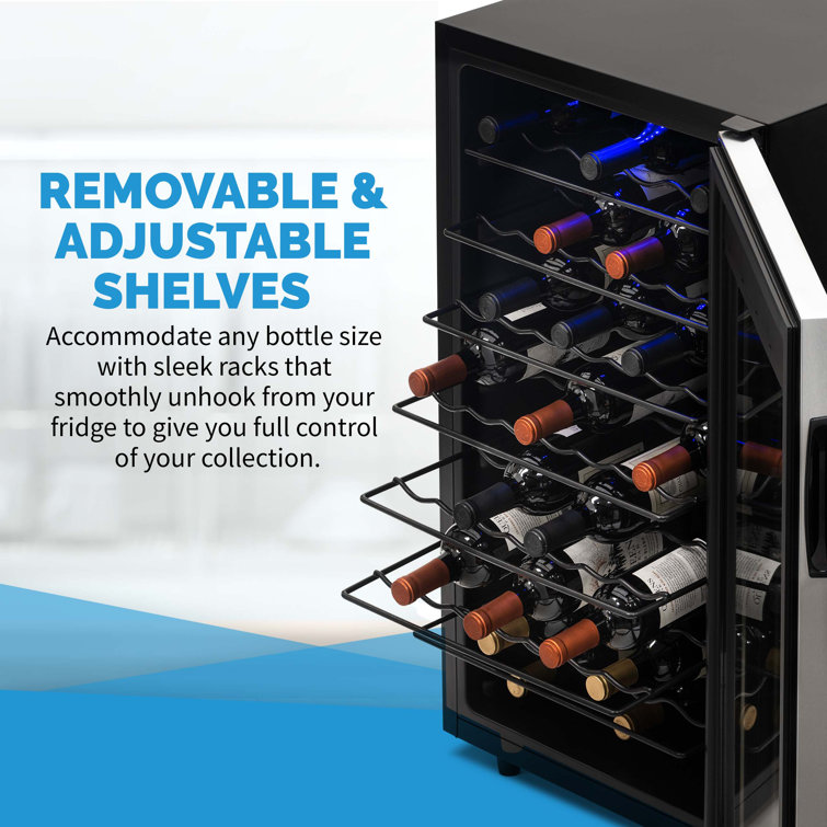 Stainless Steel 50 Bottle Freestanding Wine Refrigerator with Interior Lighting