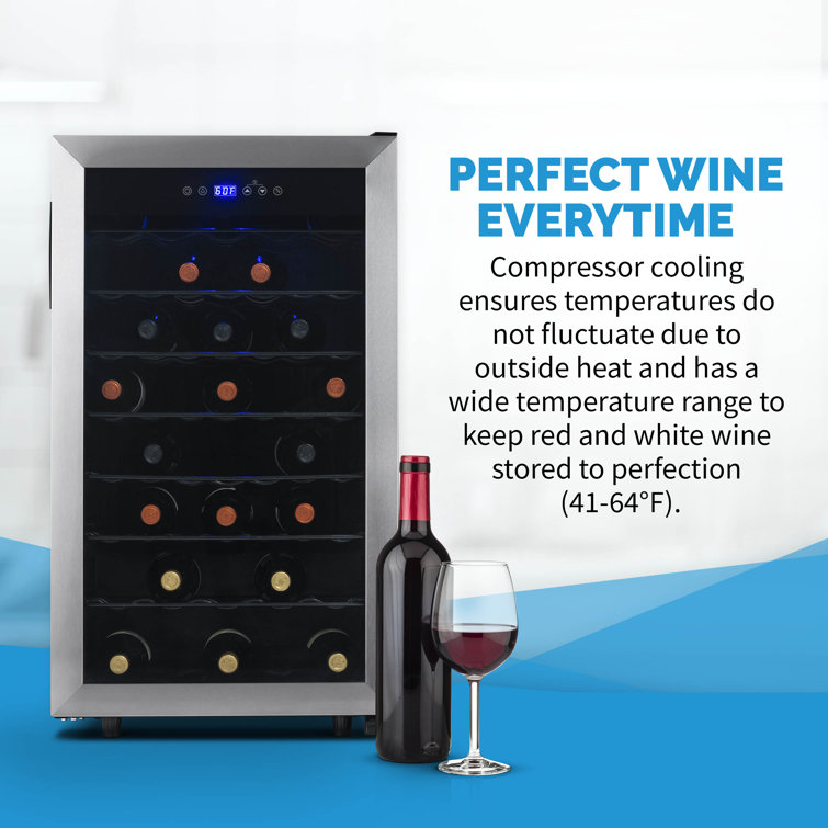 Stainless Steel 50 Bottle Freestanding Wine Refrigerator with Interior Lighting
