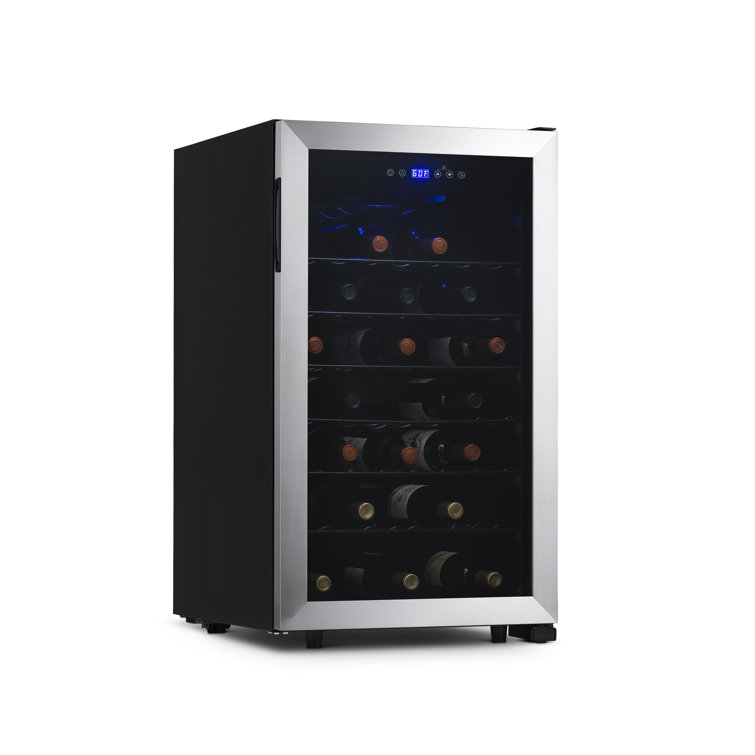 Stainless Steel 50 Bottle Freestanding Wine Refrigerator with Interior Lighting