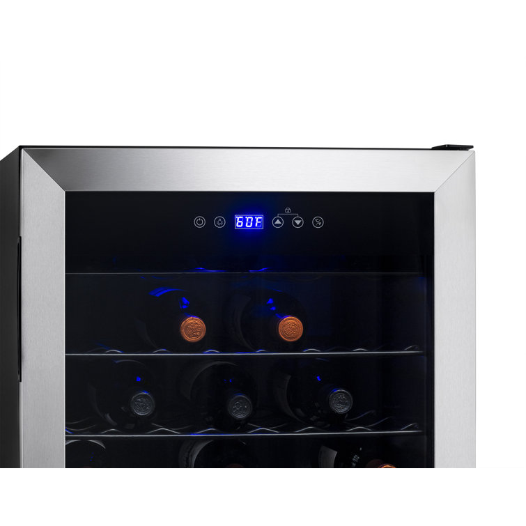 Stainless Steel 50 Bottle Freestanding Wine Refrigerator with Interior Lighting
