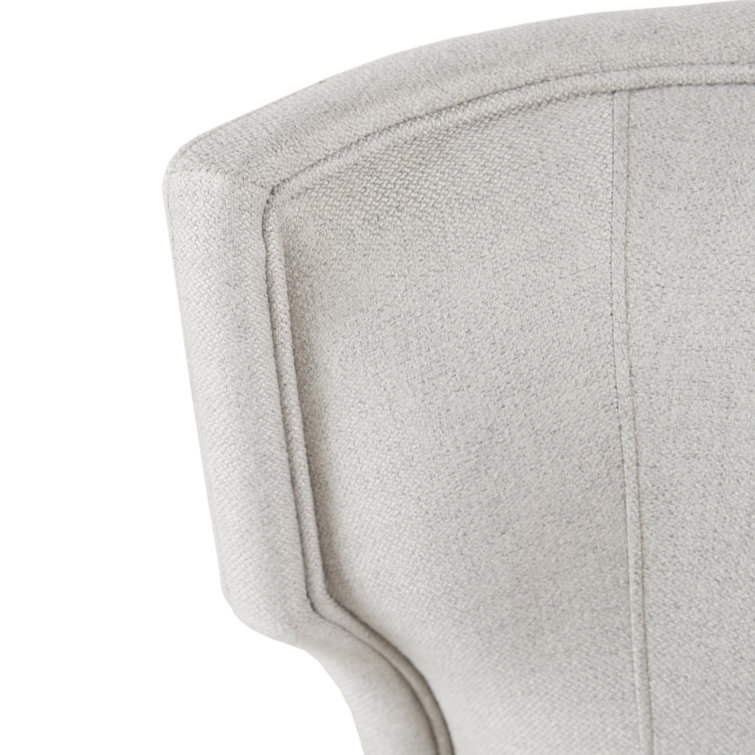 Light Gray Upholstered Wingback Dining Side Chair with Wood Legs