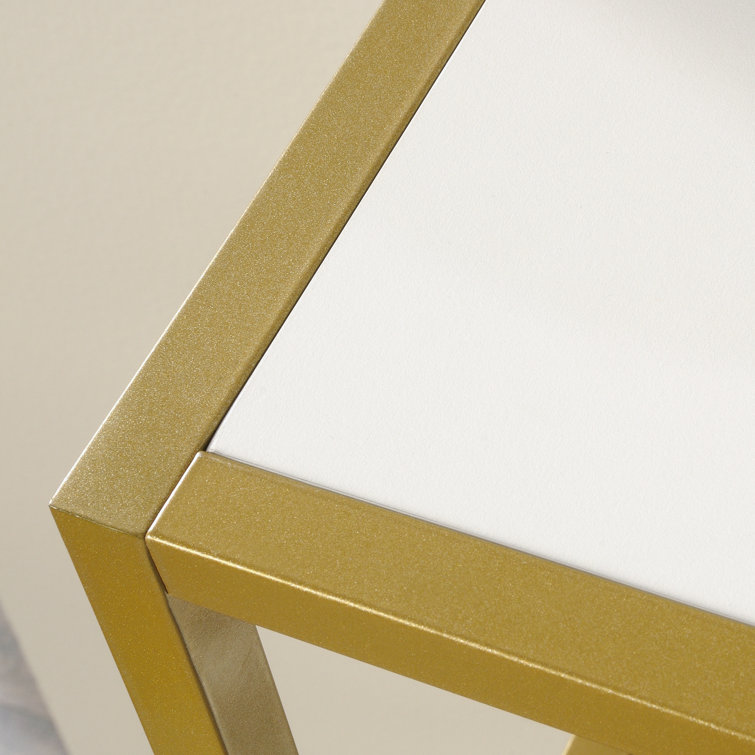 White and Gold Adjustable Bookcase with Doors