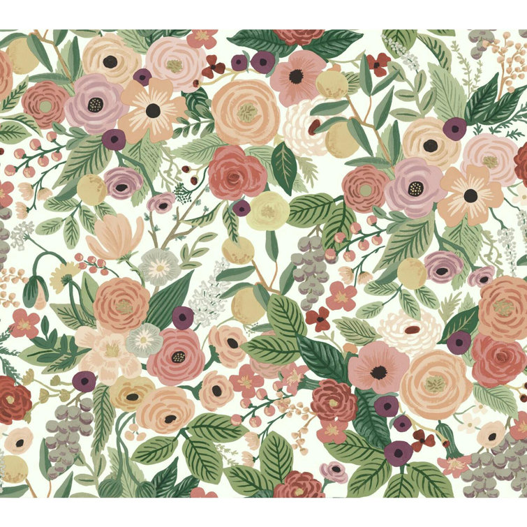 Bordeaux Blooms 27' x 27" Removable Wallpaper Roll in Burgundy
