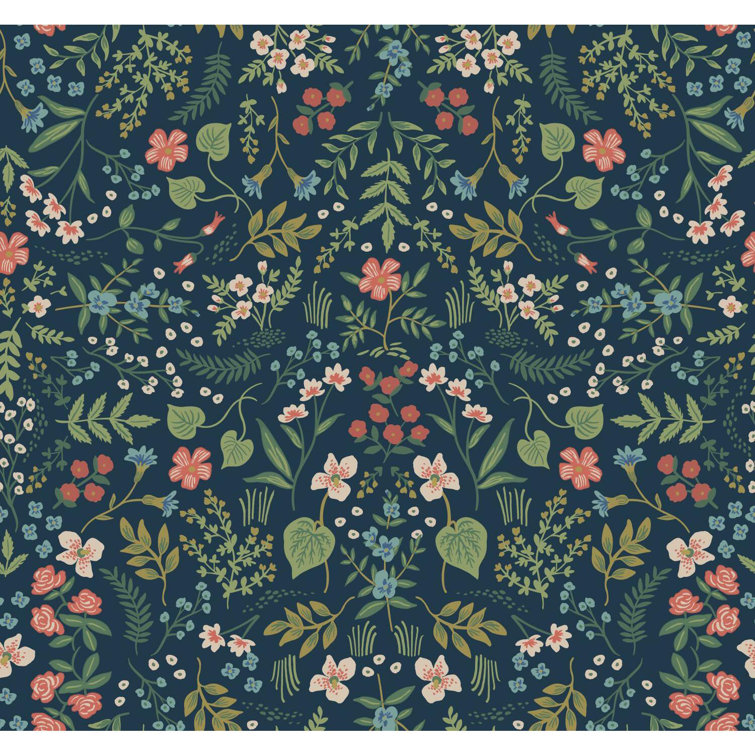Navy Wildwood Floral Removable Washable Wallpaper