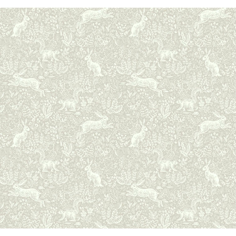 Fable Woodland Creatures Illustrated 27' x 27" Linen Wallpaper
