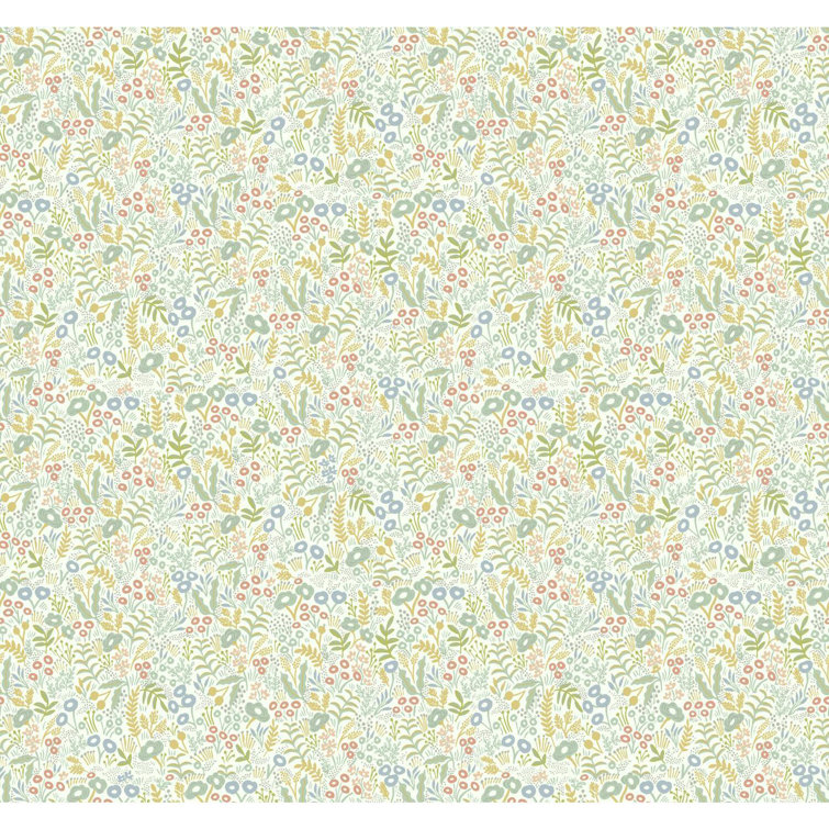 Light Mustard Floral Nonwoven Removable Wallpaper