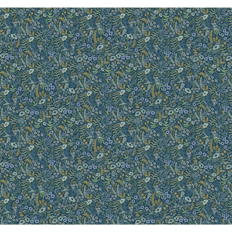 Indigo Tapestry Floral 27' x 27" Nonwoven Wallpaper