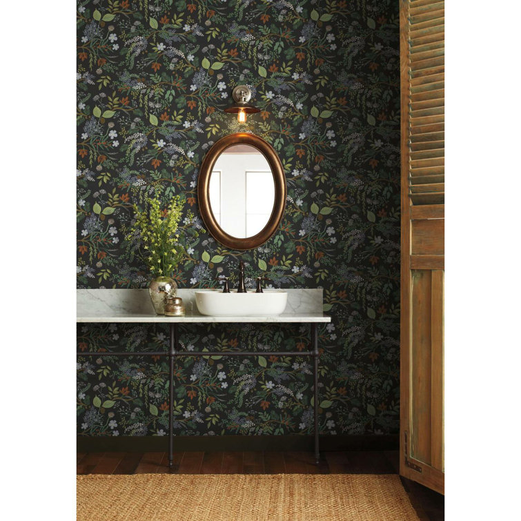 Juniper Forest Black Botanical Peel and Stick Wallpaper