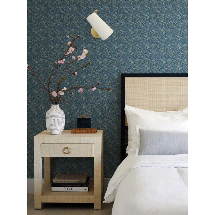 Indigo Tapestry Floral 27' x 27" Nonwoven Wallpaper
