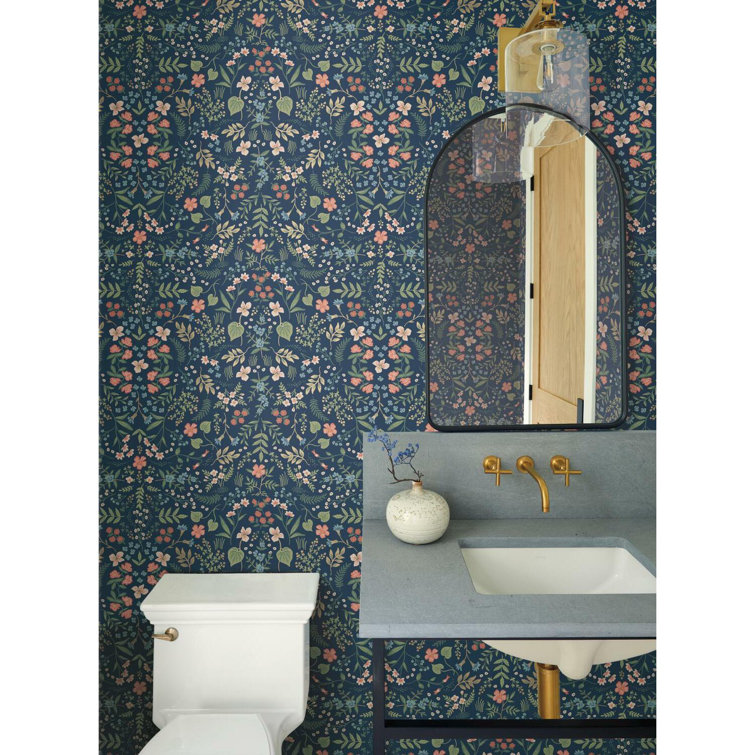 Navy Wildwood Floral Removable Washable Wallpaper