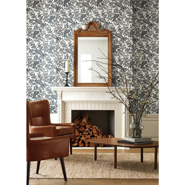 Canopy Black & White Tropical Leaves Removable Wallpaper Roll