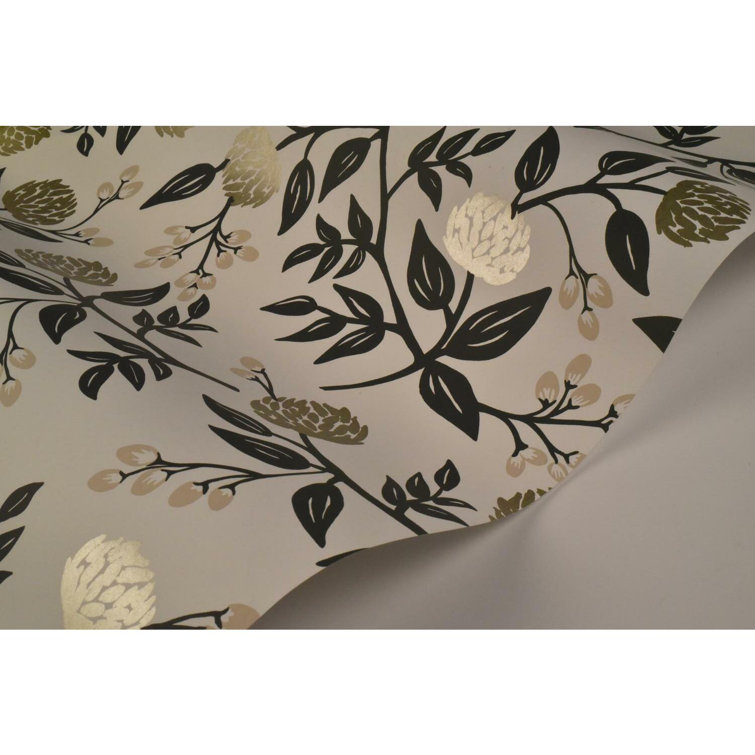 White and Black Peonies Floral Non-Pasted Wallpaper