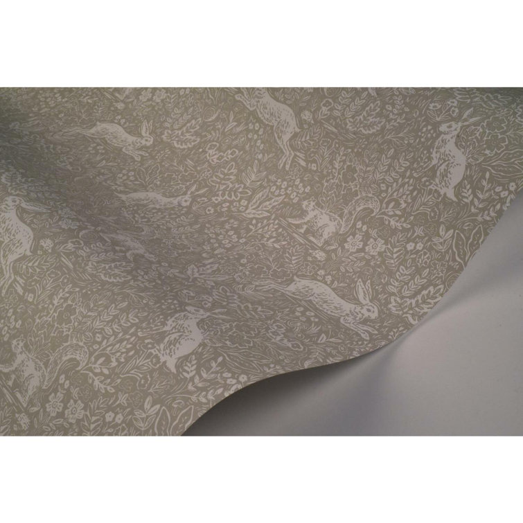 Fable Woodland Creatures Illustrated 27' x 27" Linen Wallpaper