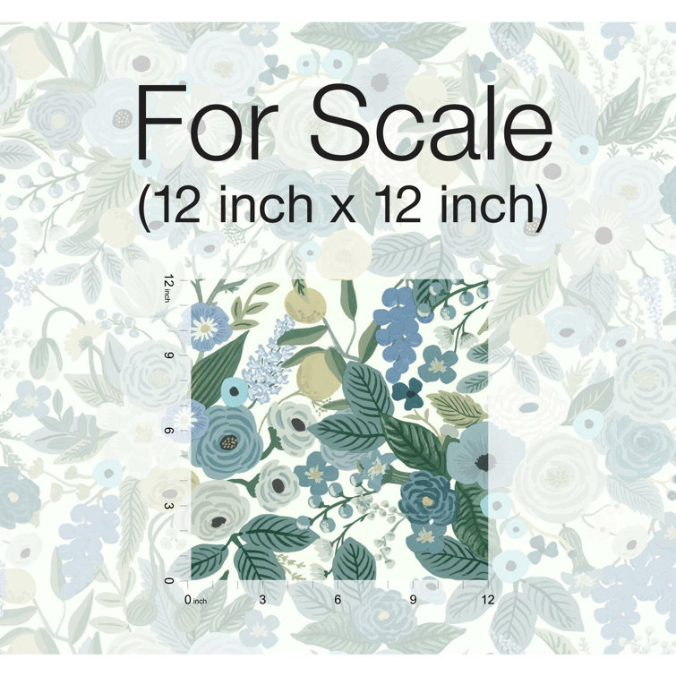 Floral Blues and Greens Non-pasted Washable Wallpaper Roll