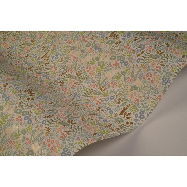 Light Mustard Floral Nonwoven Removable Wallpaper
