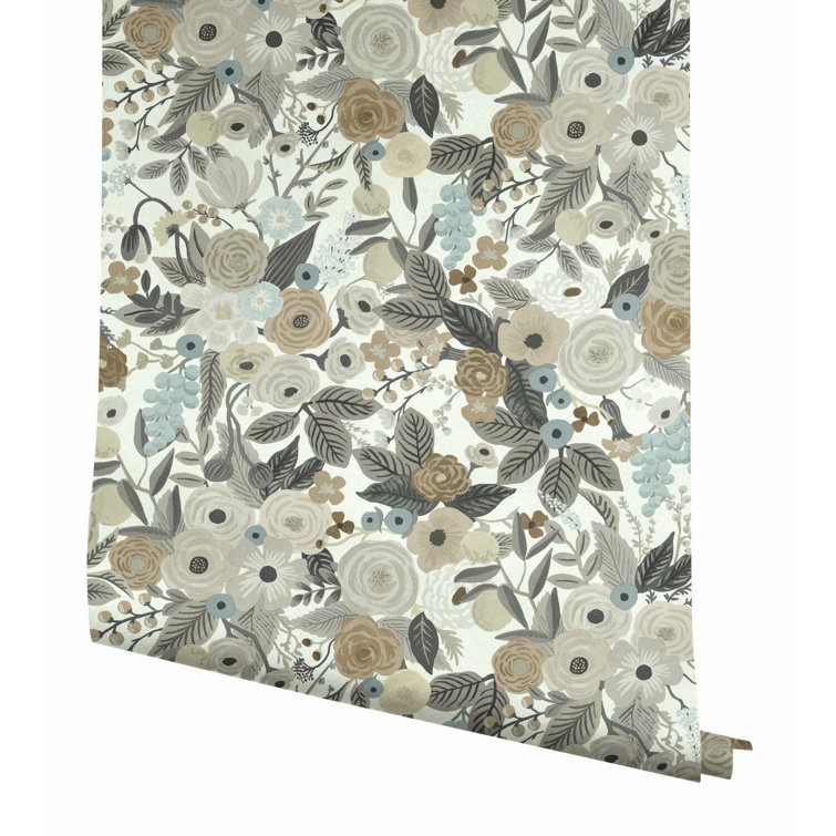 Off-White Floral Peel and Stick Wallpaper Roll