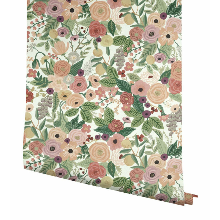 Bordeaux Blooms 27' x 27" Removable Wallpaper Roll in Burgundy