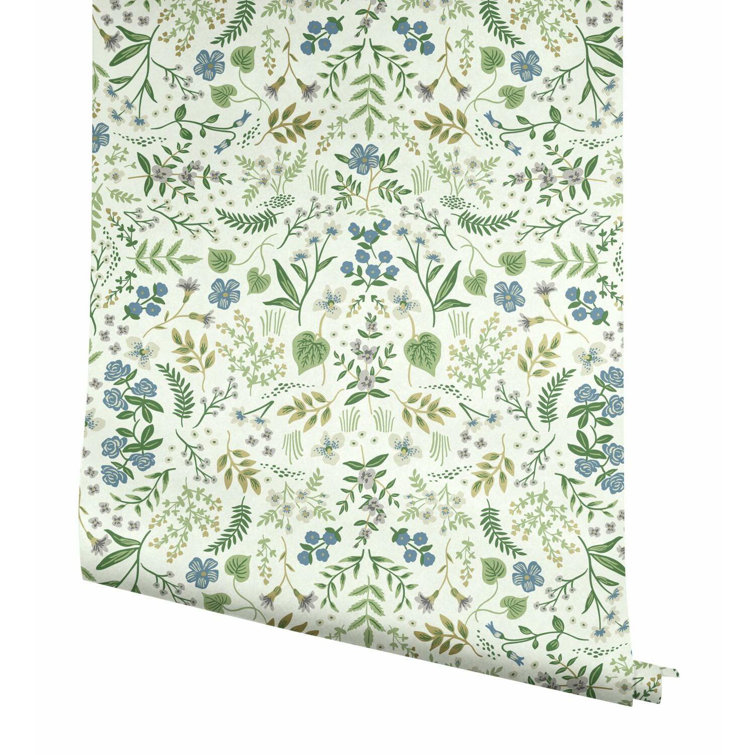 Wildwood Floral Blue/Green 27' Easy-Clean Removable Wallpaper