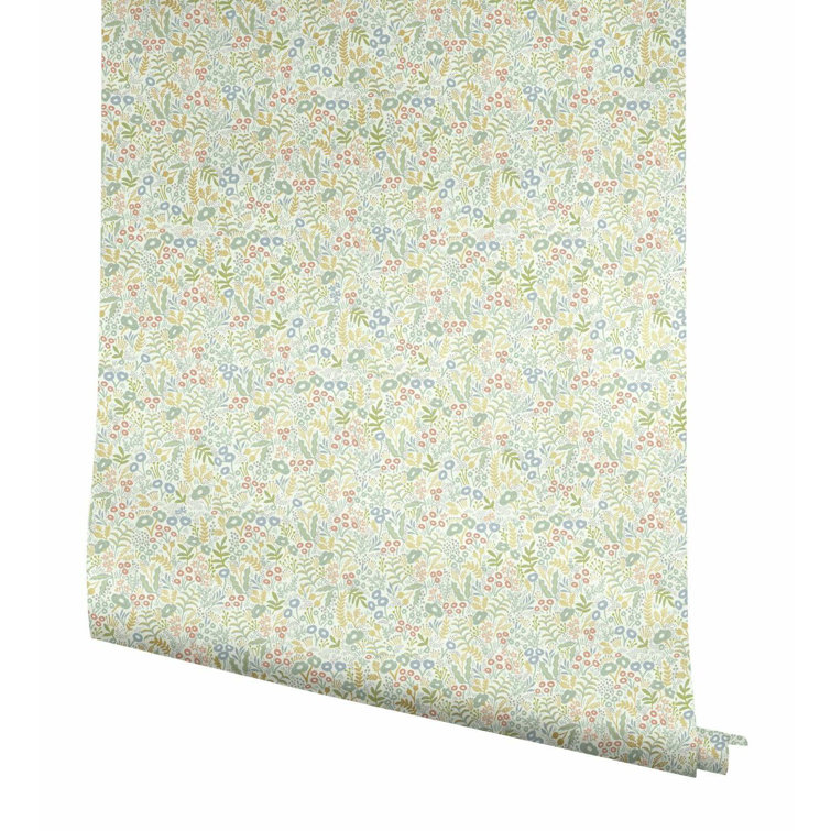 Light Mustard Floral Nonwoven Removable Wallpaper