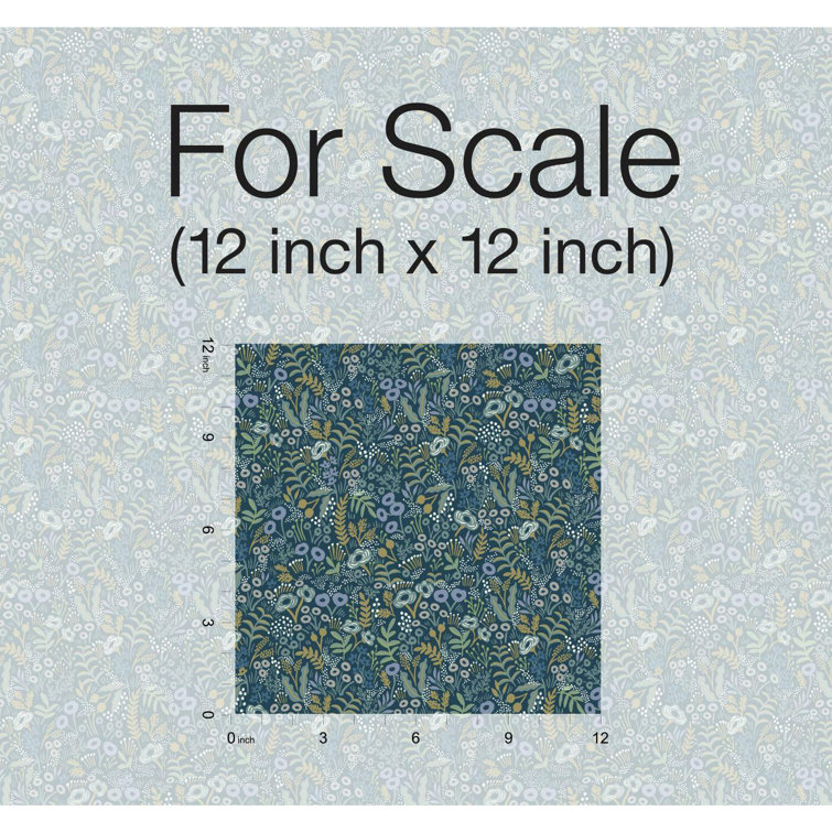 Indigo Tapestry Floral 27' x 27" Nonwoven Wallpaper